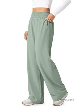 Featherlight Stretch Woven Wide Leg High-Rise Pull-On Pants 29" Inseam